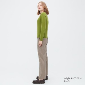 Uniqlo 3D Knit Cashmere Crew Neck Long-Sleeve Naisten Neulepuserot Vihreä | 0876-VDINZ