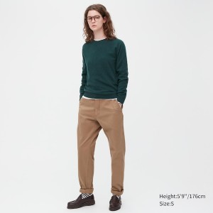 Uniqlo 3D Knit Cashmere Crew Neck Long-Sleeve Naisten Neulepuserot Tummanvihreä | 1852-YEXGF