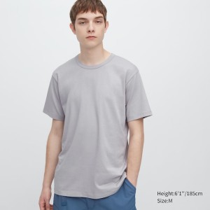 Uniqlo AIRism Cotton Crew Neck Miesten T Paidat Harmaat | 8512-WATGN