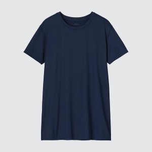 Uniqlo AIRism Crew Neck Short-Sleeve Miesten T Paidat Sininen | 1328-RDHCB