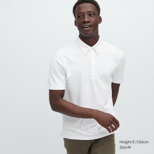 Uniqlo AIRism Pique Short-Sleeve Miesten Pikeepaita Valkoinen | 3987-NKYBA