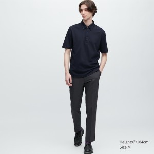 Uniqlo AIRism Pique Short-Sleeve Miesten Pikeepaita Laivastonsininen | 0142-ZICPE