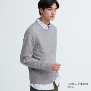 Uniqlo Cashmere Crew Neck Long-Sleeve Miesten Neulepuserot Harmaat | 3580-BGCAE