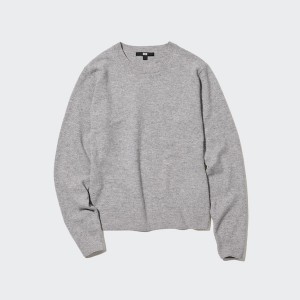 Uniqlo Cashmere Crew Neck Long-Sleeve Naisten Neulepuserot Harmaat | 5974-LIZCF