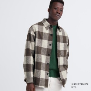 Uniqlo Checked Overshirt Miesten jackets Ruskea | VUPGLR-648