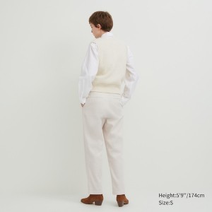 Uniqlo Corduroy Tapered Ankle Naisten Housut Valkoinen | 4573-ICAGB