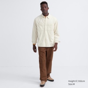 Uniqlo Corduroy Work Long-Sleeve Miesten Paidat Valkoinen | 9152-JKLRU