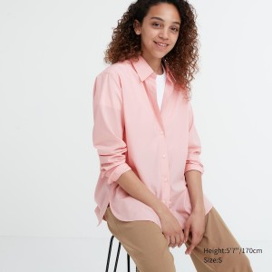 Uniqlo Cotton Long-Sleeve Naisten Paidat Pinkki | 7295-PZBMO