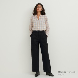 Uniqlo Cotton Sheer Checked Long-Sleeve Naisten Paidat Beige | 9457-IYKCG