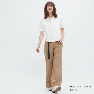 Uniqlo Cropped Relaxed Short-Sleeve Naisten Pikeepaita Valkoinen | 8465-MOWTC