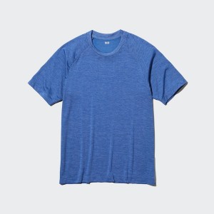 Uniqlo DRY-EX Crew Neck Short-Sleeve Miesten T Paidat Sininen | 5162-OADVE