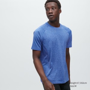 Uniqlo DRY-EX Crew Neck Short-Sleeve Miesten T Paidat Sininen | 1247-NTFZQ