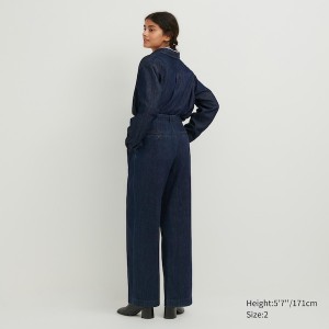 Uniqlo Denim Wide-Fit Pleated Naisten Housut Laivastonsininen | 3506-LVPSB