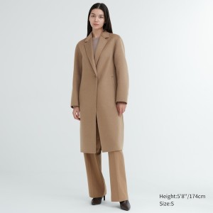 Uniqlo Double Face Long Naisten Takit Aprikoosi | 0375-IMQHY