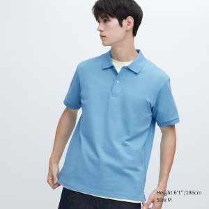 Uniqlo Dry Pique Short-Sleeve Miesten Pikeepaita Sininen | 7263-EYFXO