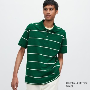 Uniqlo Dry Pique Striped Short-Sleeve Miesten Pikeepaita Vihreä | 7562-WKAIO