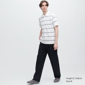 Uniqlo Dry Pique Striped Short-Sleeve Miesten Pikeepaita Valkoinen | 1946-VUYIH