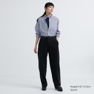 Uniqlo Extra Fine Cotton Broadcloth Checkered Long-Sleeve Naisten Paidat Sininen | 0832-WBRZU