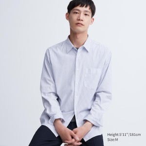 Uniqlo Extra Fine Cotton Broadcloth Long-Sleeve Miesten Paidat Valkoinen | 1579-DGPCT