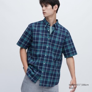 Uniqlo Extra Fine Cotton Short-Sleeve Miesten Paidat Sininen | 7425-QMYTK