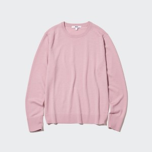 Uniqlo Extra Fine Merino Crew Neck Long-Sleeve Naisten Neulepuserot Sininen | 5231-RQLDM