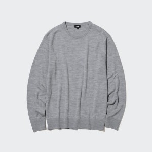 Uniqlo Extra Fine Merino Crew Neck Miesten Neulepuserot Harmaat | 6153-JUICA