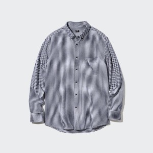 Uniqlo Flannel Checked Long-Sleeve Miesten Paidat Sininen | 4281-ALVSF