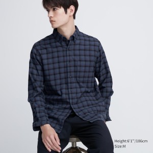 Uniqlo Flannel Checked Long-Sleeve Miesten Paidat Sininen | 2968-AFRTL