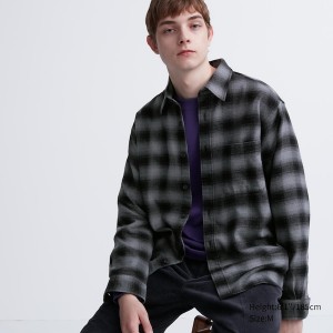 Uniqlo Flannel Checked Long-Sleeve Miesten Paidat Harmaat | 2197-UMACP