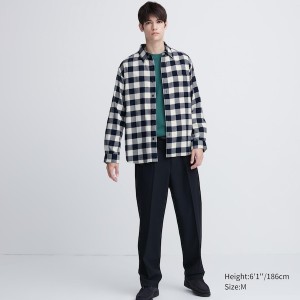 Uniqlo Flannel Checked Long-Sleeve Miesten Paidat Sininen | 2513-XJSIK