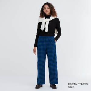 Uniqlo Flannel Checked Naisten Housut Sininen | 8460-NGPBL