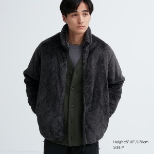 Uniqlo Fluffy Yarn Fleece Full-Zip Miesten jackets Tummanharmaat | MFOKTH-842