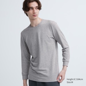 Uniqlo HEATTECH Cotton Crew Neck Miesten T Paidat Harmaat | 5320-YSVWZ