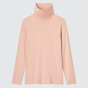 Uniqlo HEATTECH Turtleneck Long-Sleeve Naisten T Paidat Pinkki | 7345-APUCV