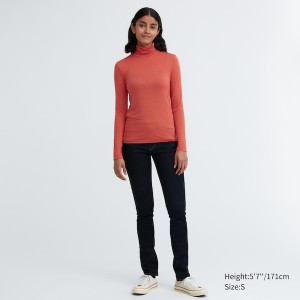 Uniqlo HEATTECH Ultra Light Turtleneck Long-Sleeve Naisten T Paidat Oranssi | 0475-PQXNW