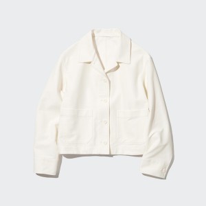 Uniqlo Jersey Relaxed Naisten jackets Valkoinen | 2165-JPSMH