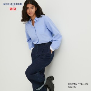 Uniqlo Oxford Long-Sleeve Naisten Paidat Vaaleansininen | 8732-PUIBT