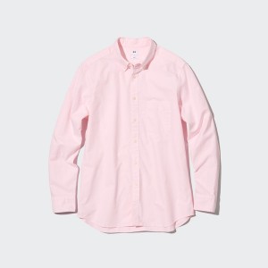 Uniqlo Oxford Slim-Fit Long-Sleeve Miesten Paidat Pinkki | 1785-KBCDJ