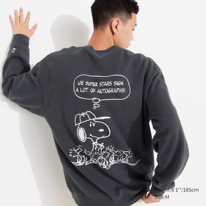 Uniqlo PEANUTS Charlie Brown's Baseball Team Long-Sleeve Miesten Puserot Tummanharmaat | 9561-WRDUZ