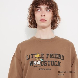 Uniqlo PEANUTS Charlie Brown's Baseball Team Long-Sleeve Miesten Puserot Ruskea | 3984-FHTAM