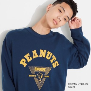 Uniqlo PEANUTS Charlie Brown's Baseball Team Long-Sleeve Miesten Puserot Sininen | 6829-IOPRG