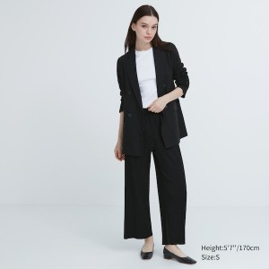 Uniqlo Pleated Straight Naisten Housut Mustat | 5763-KLSRD