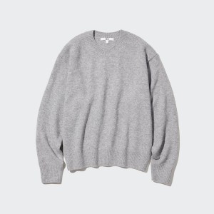 Uniqlo Premium Lambswool Crew Neck Long-Sleeve Naisten Neulepuserot Harmaat | 2970-SCXNZ