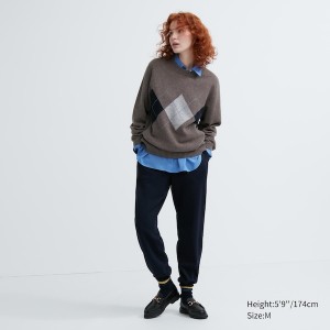 Uniqlo Premium Lambswool Crew Neck Long-Sleeve Naisten Neulepuserot Ruskea | 8736-UCDOA