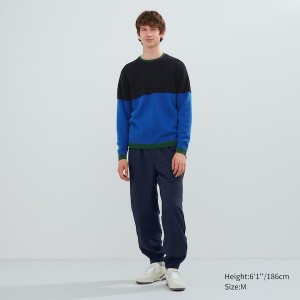 Uniqlo Premium Lambswool Crew Neck Long-Sleeve Miesten Neulepuserot Mustat Sininen | 0867-HBVKU