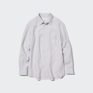 Uniqlo Premium Linen Long-Sleeve Miesten Paidat Harmaat | 0836-FGOVE