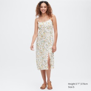 Uniqlo Printed Front Slit Camisole Naisten Mekko Valkoinen | 0124-UFOSL