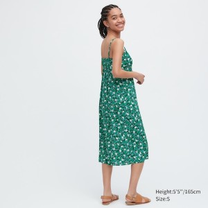 Uniqlo Printed Front Slit Camisole Naisten Mekko Vihreä | 9013-GCUZJ