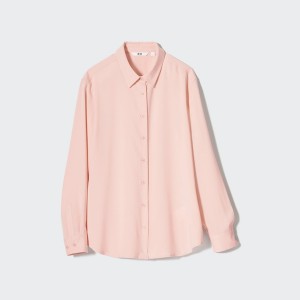 Uniqlo Rayon Long-Sleeve Naisten Paidat Pinkki | 3596-TOSQR