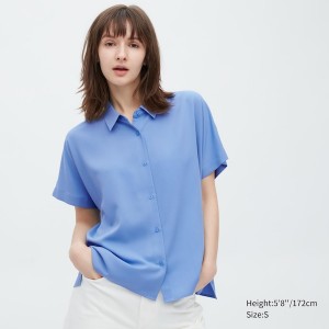 Uniqlo Rayon Short-Sleeve Naisten Paidat Sininen | 0179-XAQCV